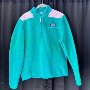 Vineyard Vines Green and Pink Quarter-Zip Sweatshirt